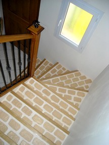 escalier pierre bois et fer forg�