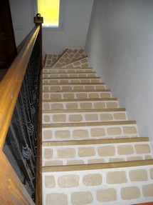 escalier pierre bois et fer forg�