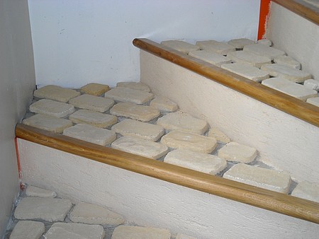 escalier pierre bois et fer forg�