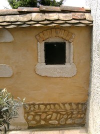 mur galets, pis�, chaux et pierre reconstitu�e